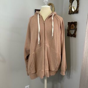 Women's Tan Zip-Up Hoodie
